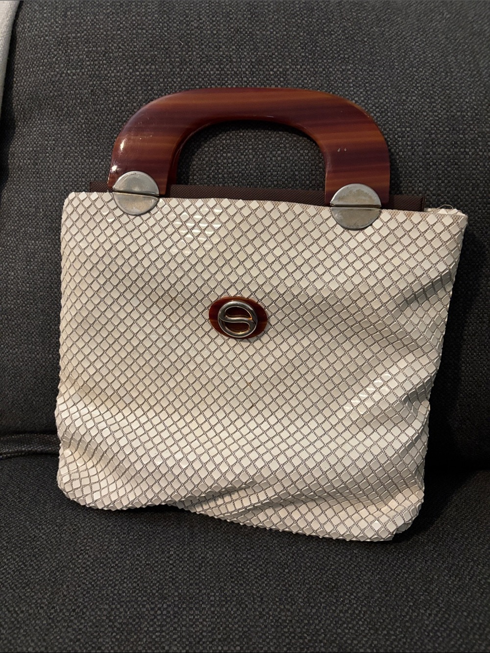 Vintage white mesh bag